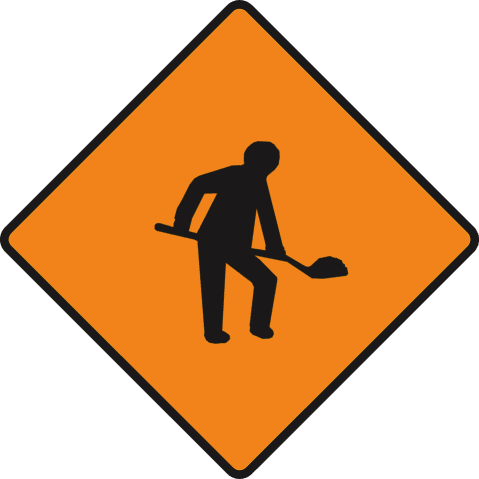 Road sign: Roadworks ahead