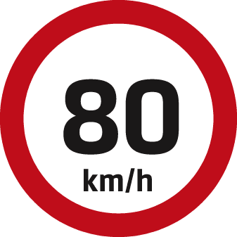 Road sign: Maximum speed is 80 km/h
