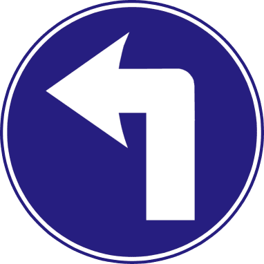 Road sign: Turn left ahead