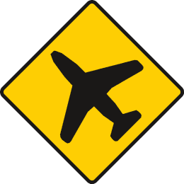 Road sign: Possibility of low flying aircraft