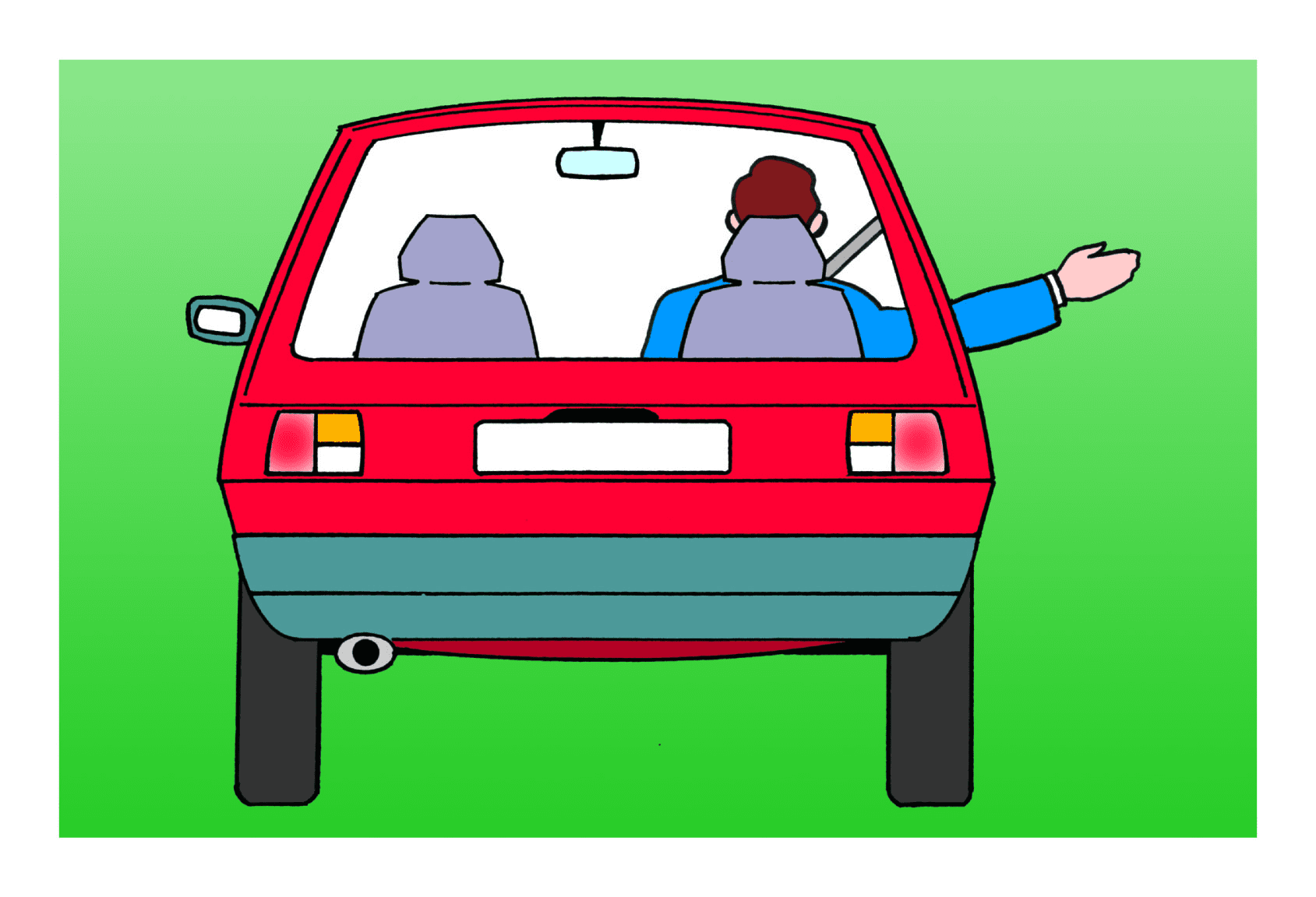 Hand signal: The driver intends to move out or turn right