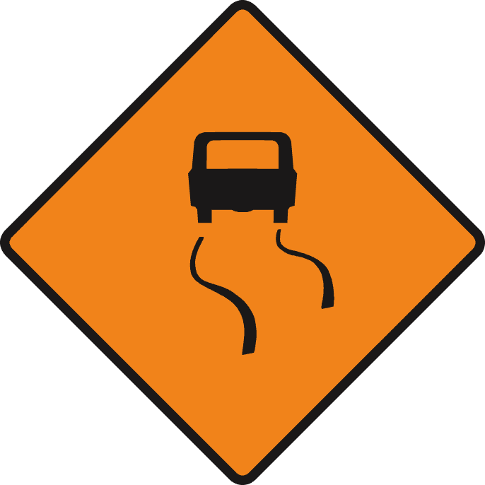 Road sign: Slippery road