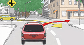 Driving theory illustration: What should a driver do when travelling behind this vehicle