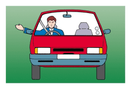Hand signal: The driver intends to turn right